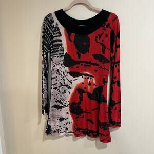 Krimson Klover Red and Black Sweater Tunic Dress Women's Medium